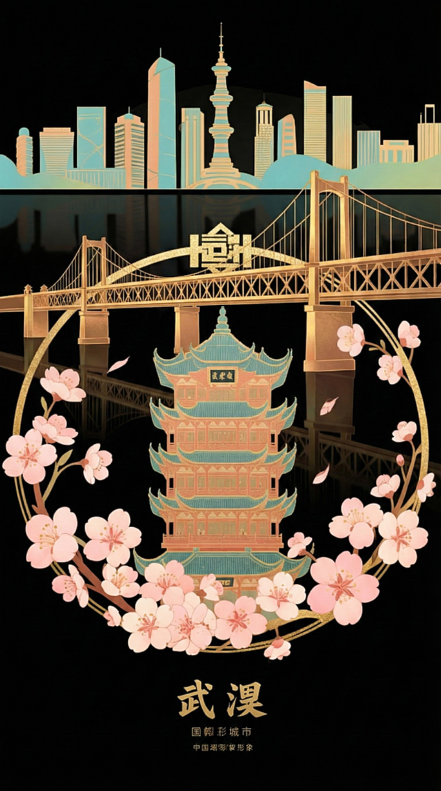 往里面在添加一些武汉显著地标如长江大桥