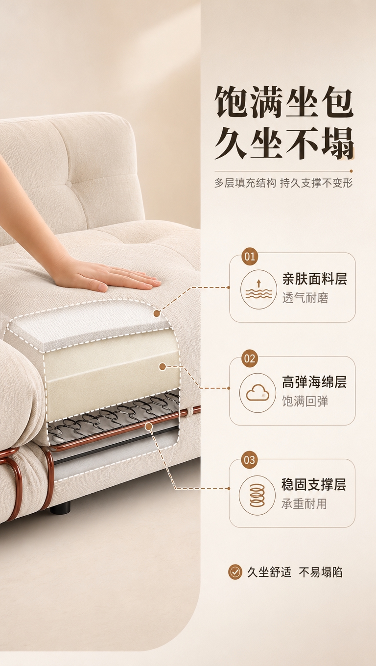 [商品] 使用【图1】米白色中古模块化布艺沙发；保留方正极简造… - 图片创意预览