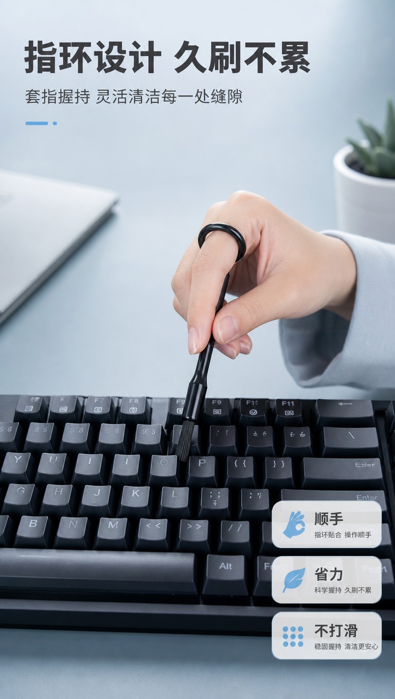 [商品] 使用【图1】迷你环形缝隙清洁刷黑色款；保留环形指环手… - 图片创意预览