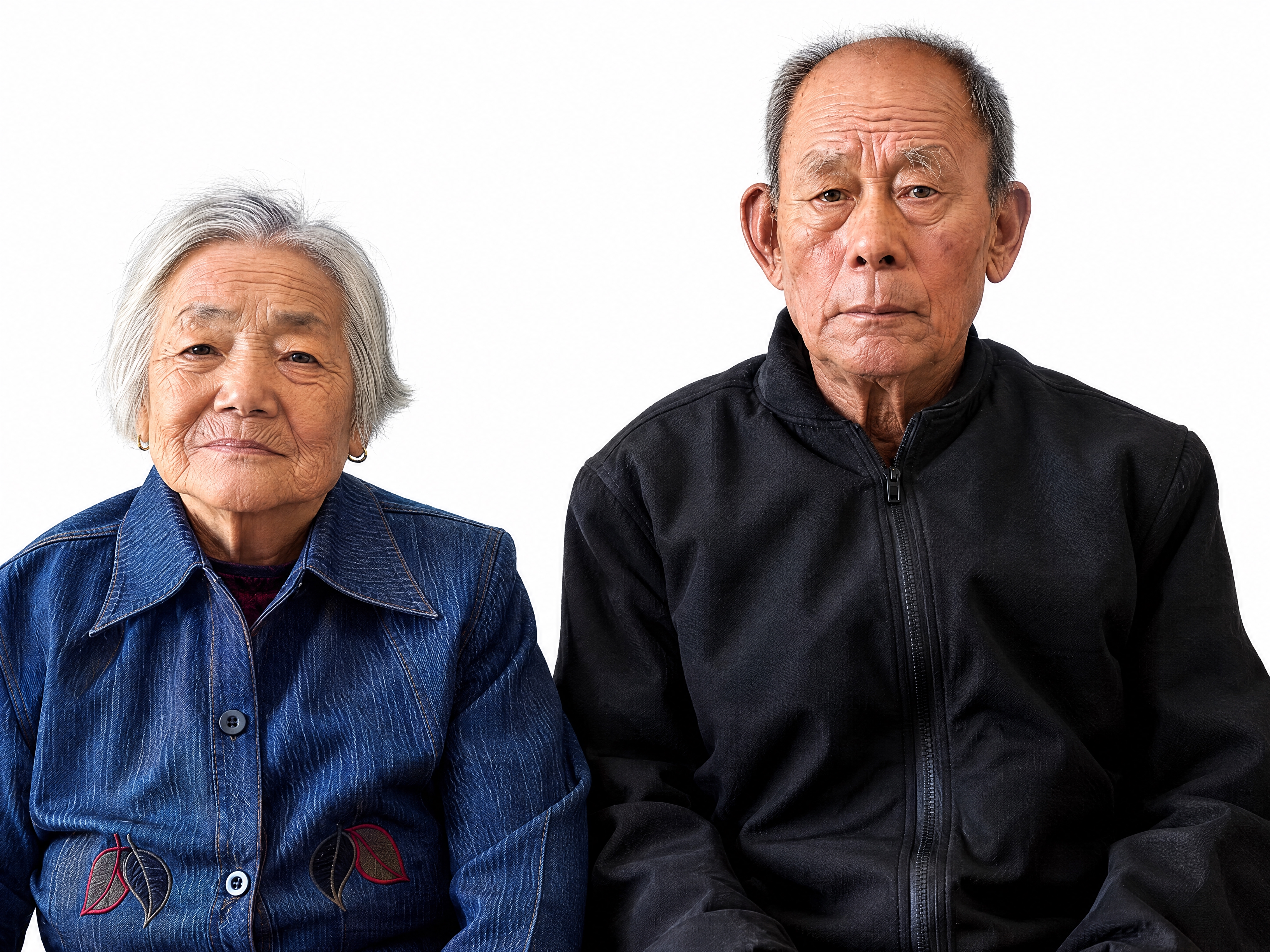 增强画面对比度，让两位老人的面部皱纹细节、头发丝、衣服纹理（牛… - 图片创意预览
