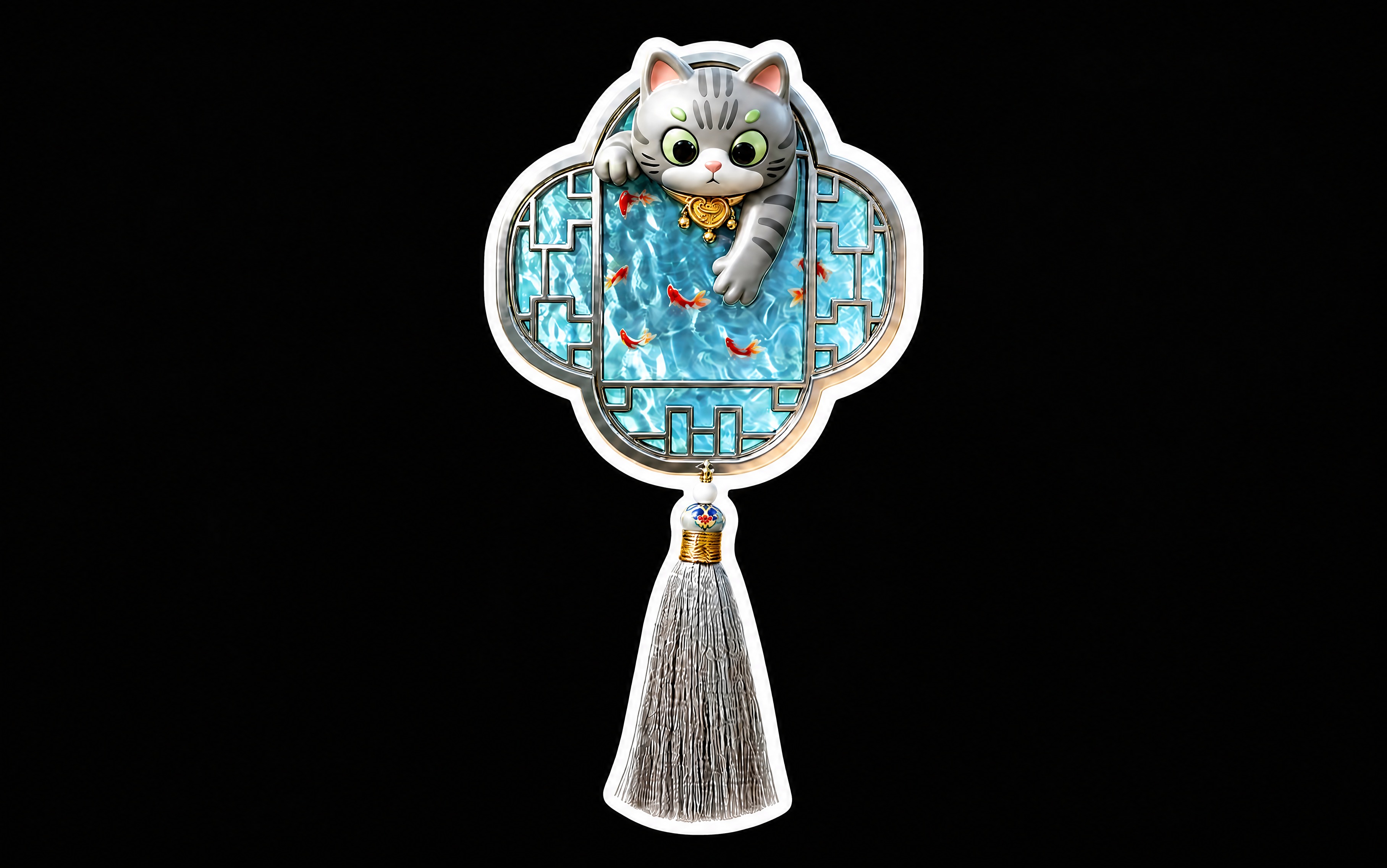 将背景改为纯黑色，产品主体和白色描边保持不变，贴纸效果，高清精致 - 图片创意预览