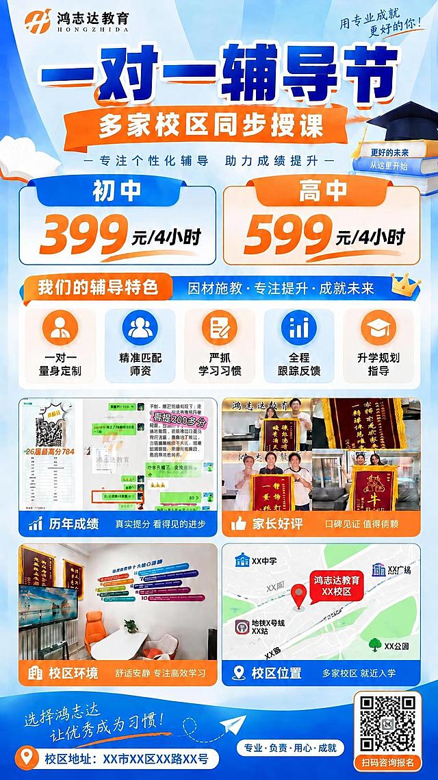 将海报右下角的"校区位置"小图（前台图片）替换为一张校区位置地图图片的形式，呈现为清晰的地图导航样式，标注校区所在位置，保持该图框的尺寸和比例不变，图片清晰不变形。图下方的标题"校区位置"和副标题"多家校区 就近入学"保留不变，整体风格与海报协调。