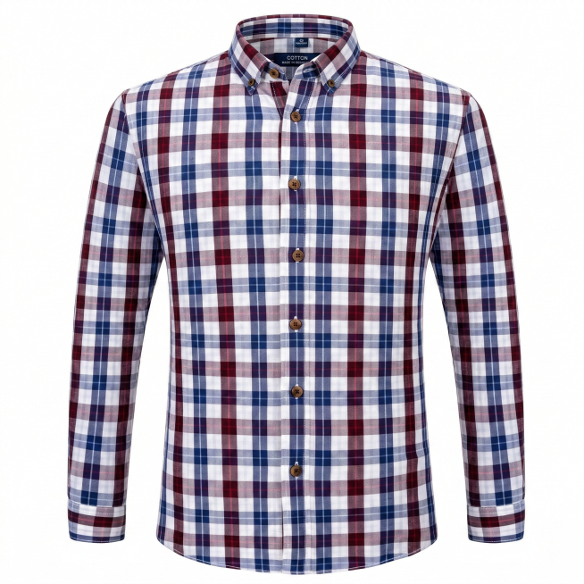 优化这件红格纹衬衫的画质，提升清晰度和细节质感预览效果