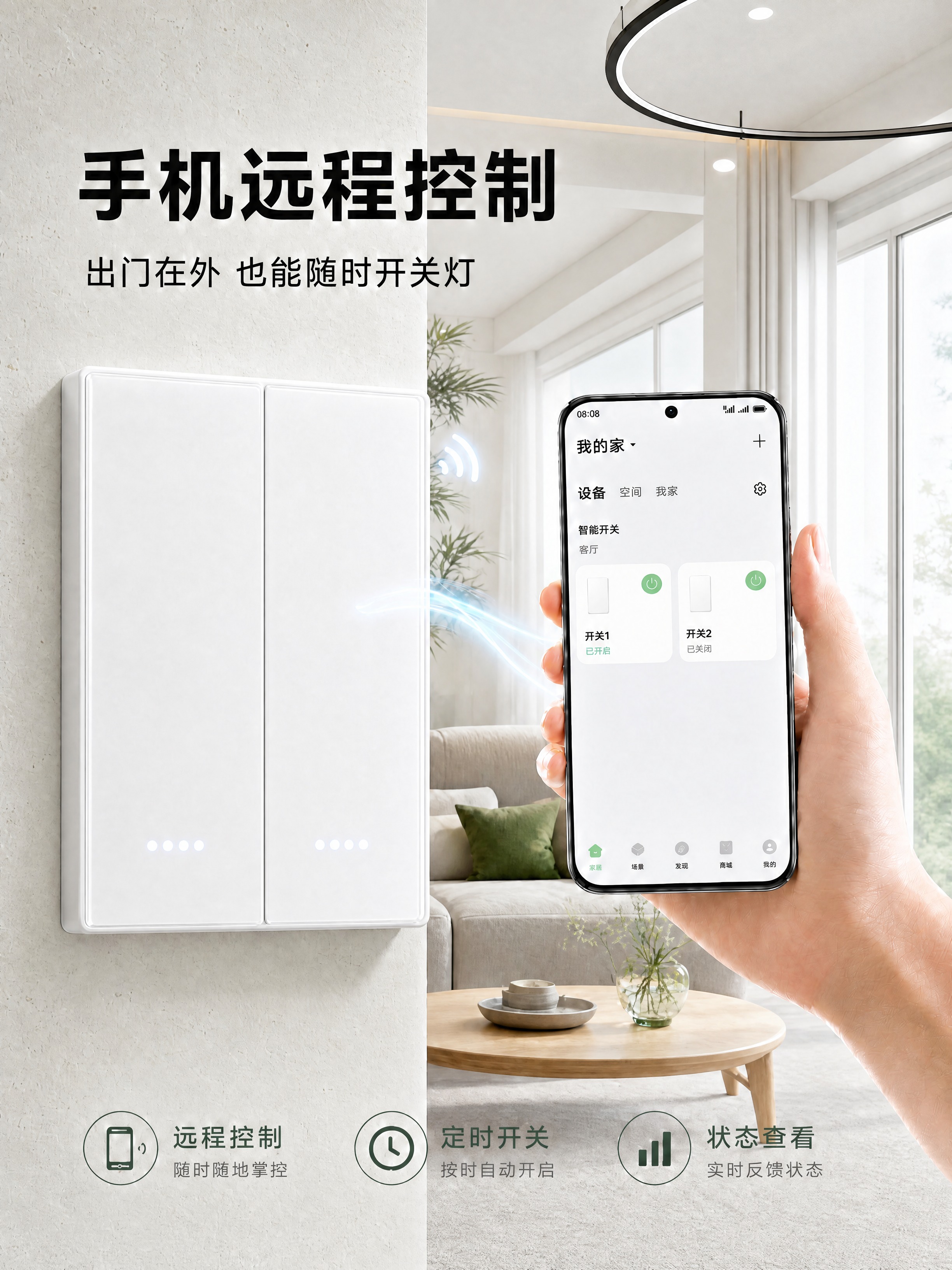 整体画面提升清晰度，背景场景（客厅、墙面、家具、窗户、吊灯等）… - 图片创意预览