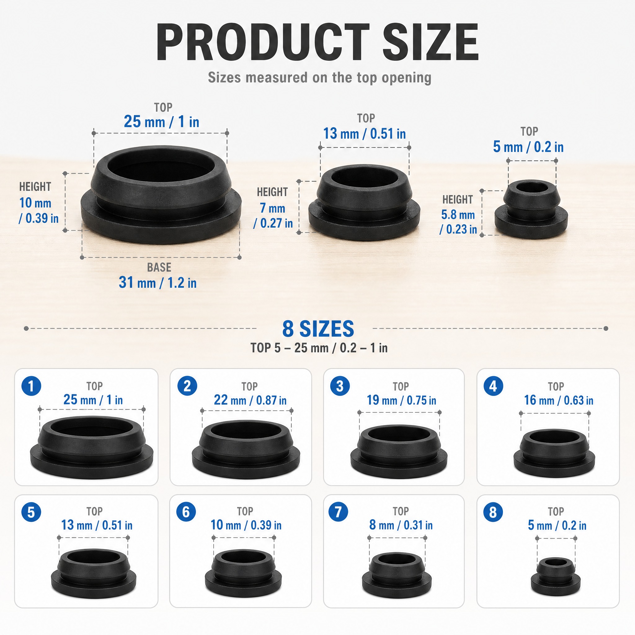 [主图-5] Assorted Black Silicone… - 图片创意预览