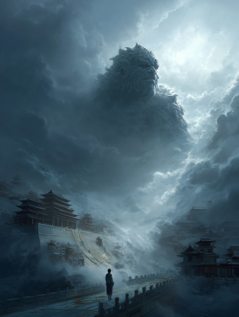 再生成一些，这次可以有海市蜃楼的感觉，要有压迫感，贴合神话气息预览效果