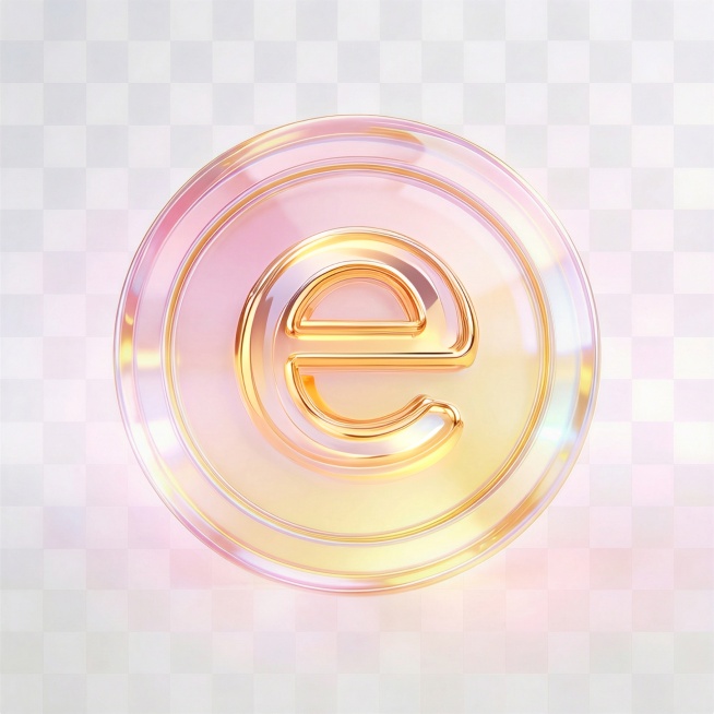 把我涂抹的“e”字形状元素，改成金色（可能涂抹的不够细致，你需要识别下），主体其他地方改成很淡很淡的透明玻璃感觉，谢谢预览效果