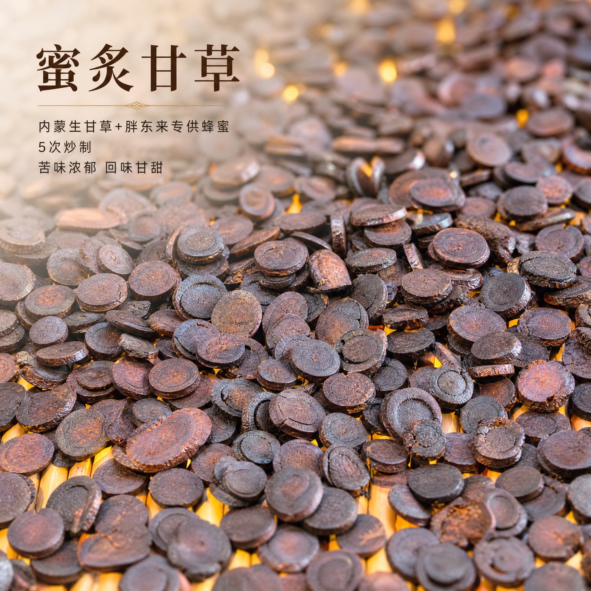 基于上传的蜜炙甘草素材进行主图创作，严格使用上传素材，完整保留… - 图片创意预览