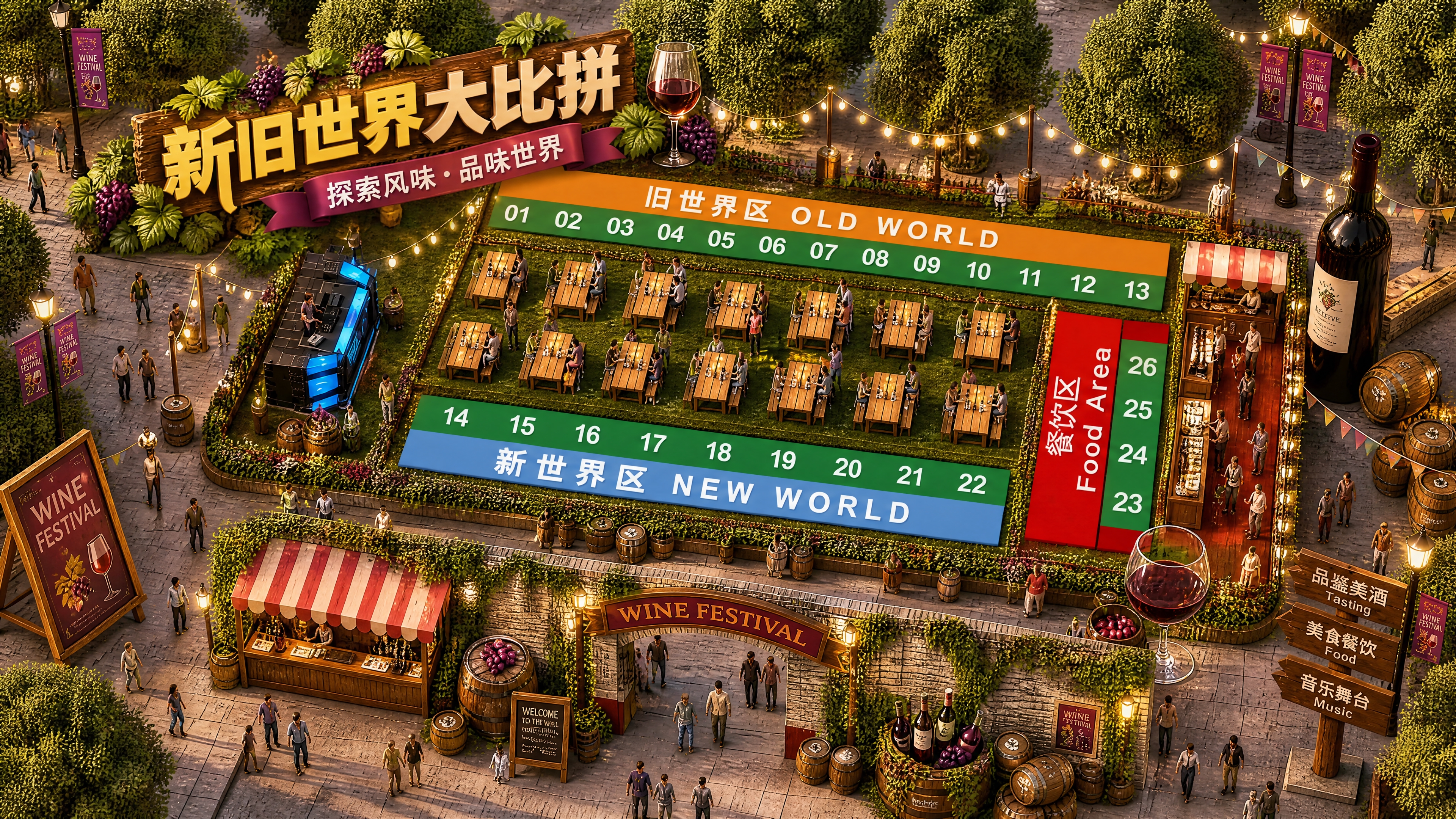 参考图2的3D效果图风格和布局，基于图1的新平面图（旧世界区0… - 图片创意预览