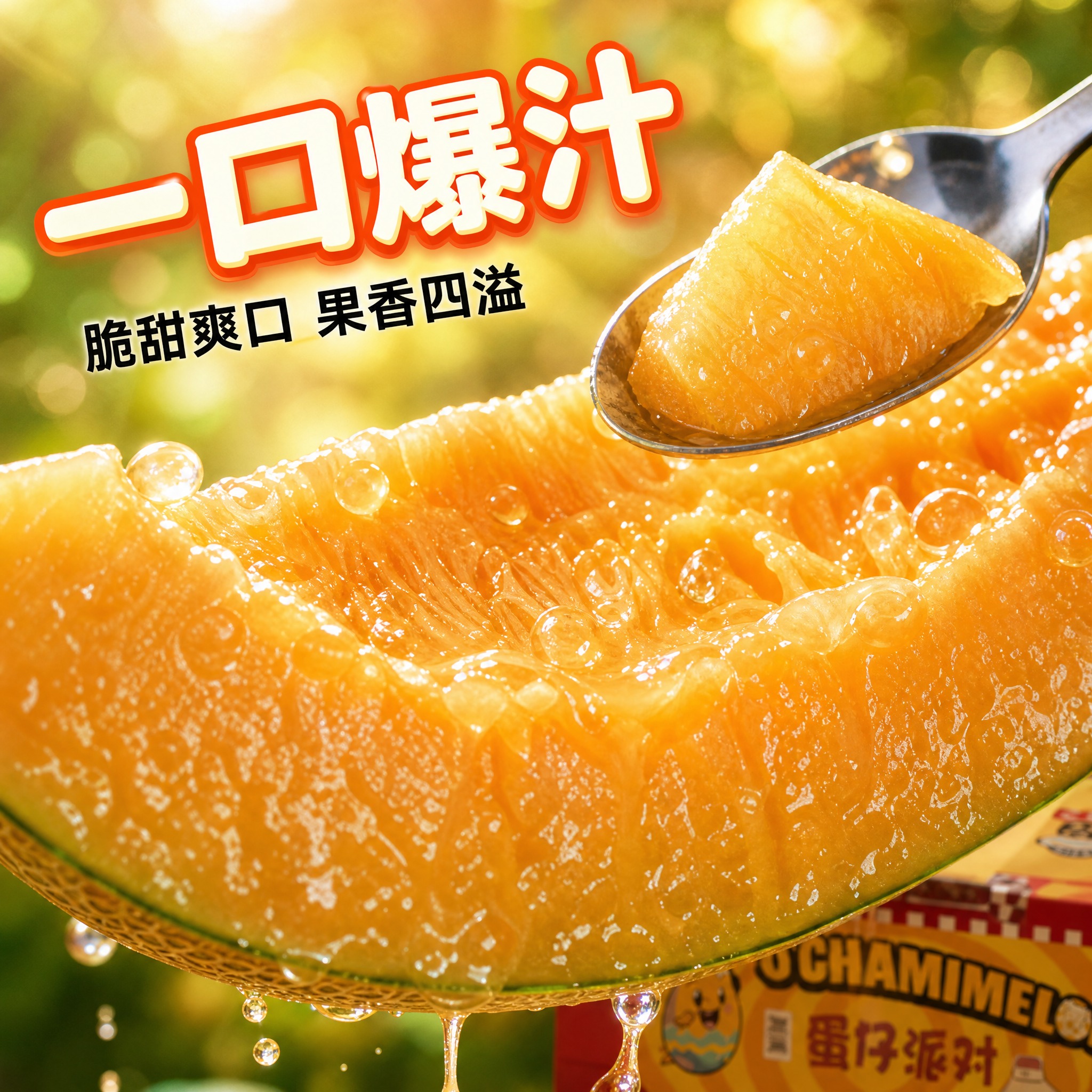 [主图-3] 细节微距种草图，主题：哈密瓜果肉微距细节，展示极… - 图片创意预览