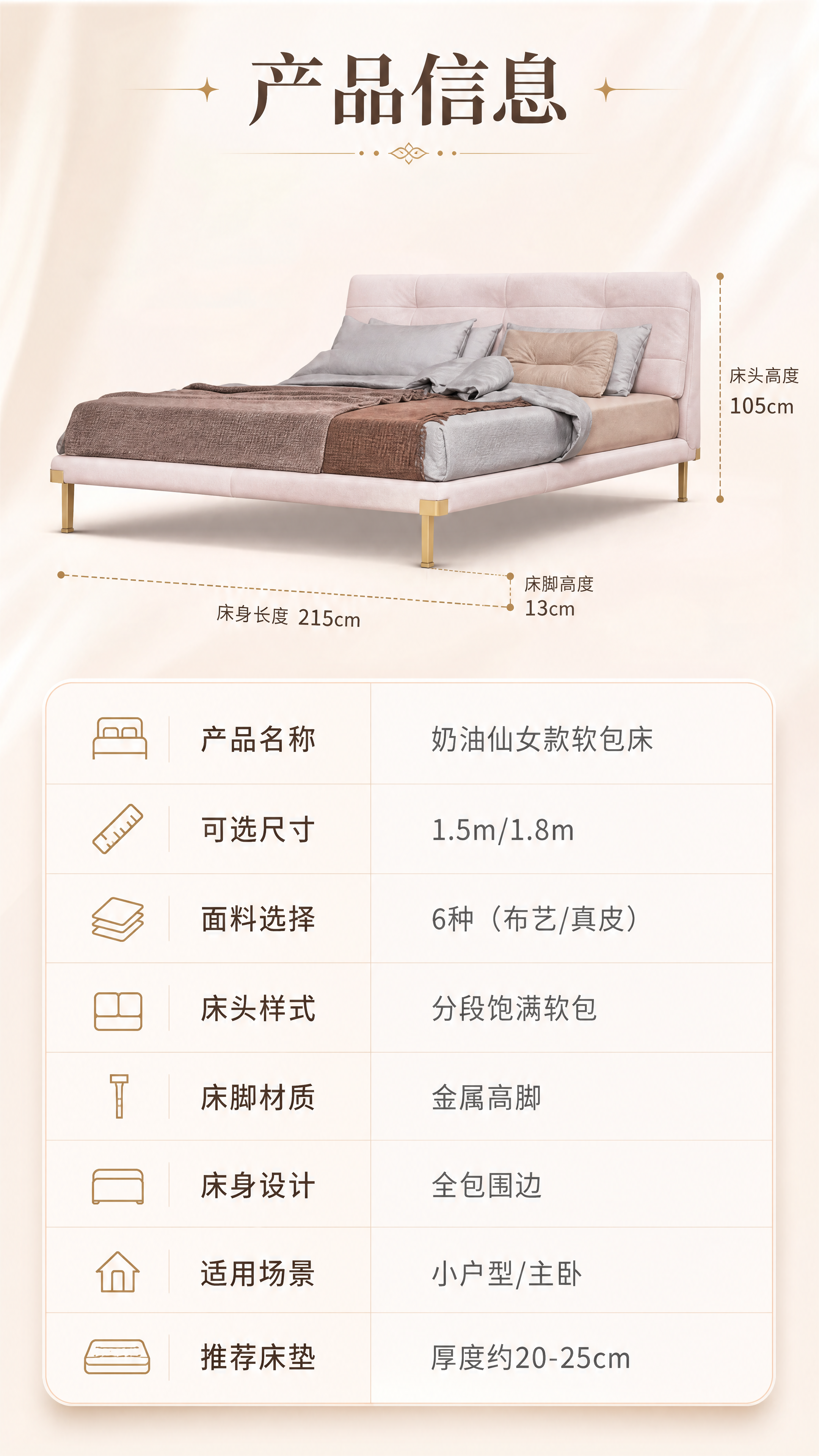 [商品] 使用【图1】奶油仙女款软包床；保留浅粉色布艺软包床头… - 图片创意预览