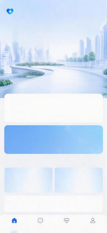 移动端竖版智慧医疗UI界面设计，主题是“智慧医疗，智护健康”，头图为3D创意视觉，大厂运营图质感，主次突出，内容简洁不繁杂，字体设计有创意，元素清晰可见，画面干净不崩坏，商业交互逻辑清晰，竖版移动端U预览效果