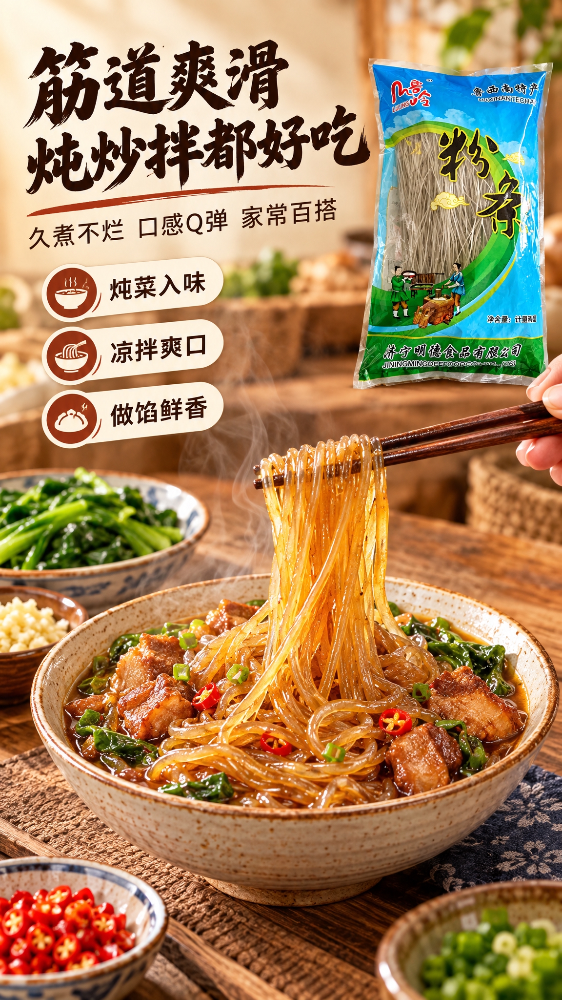 [商品] 使用【图1】鲁岭牌鲁西南特产粉条袋装产品；保留包装袋… - 图片创意预览