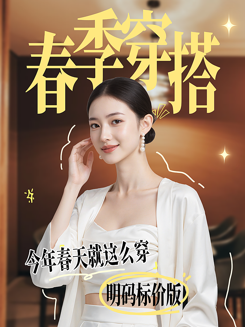 春季穿搭攻略分享人像小红书封面