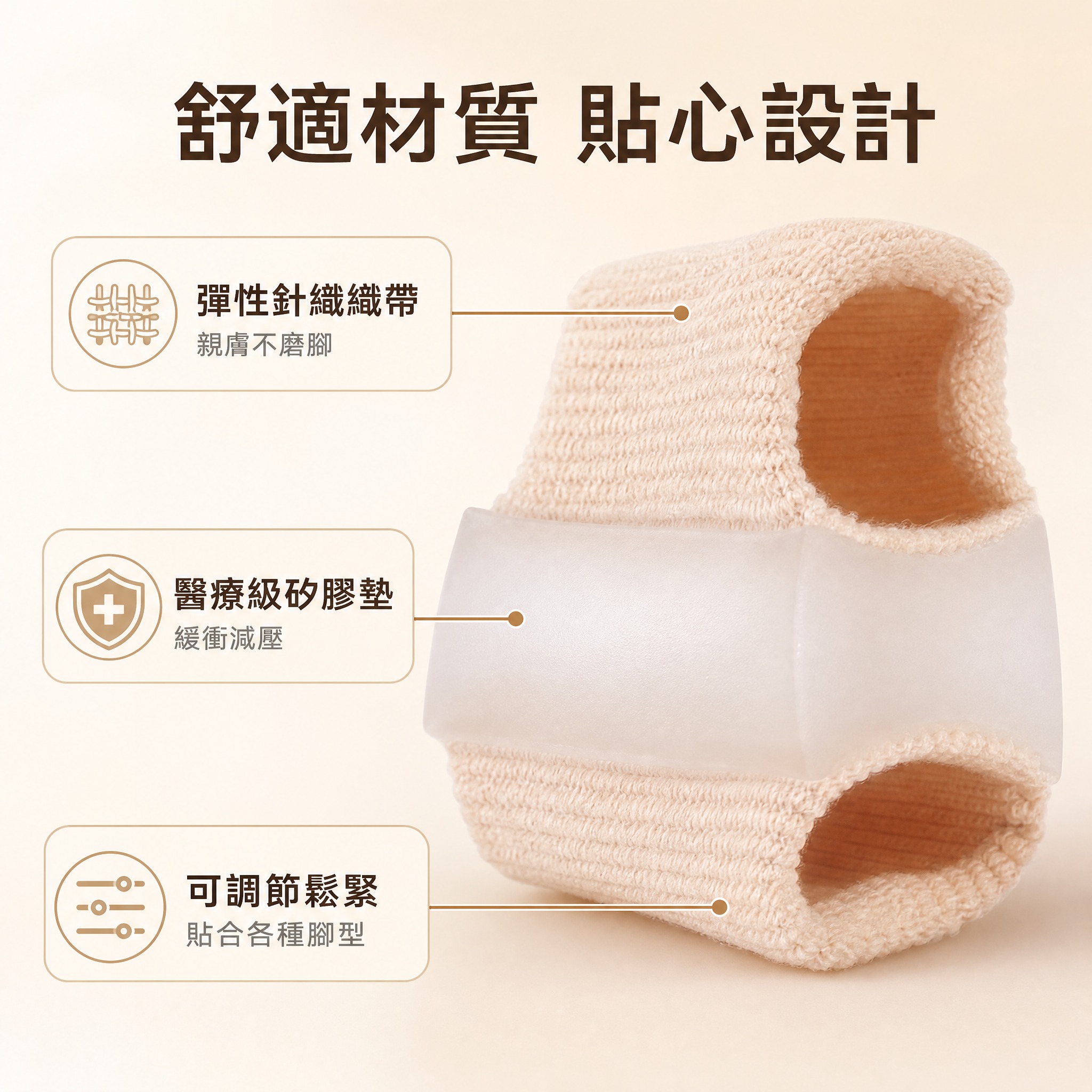 [主圖-5] 材質與結構細節圖 展示彈性織帶與醫療級矽膠 [統… - 图片创意预览