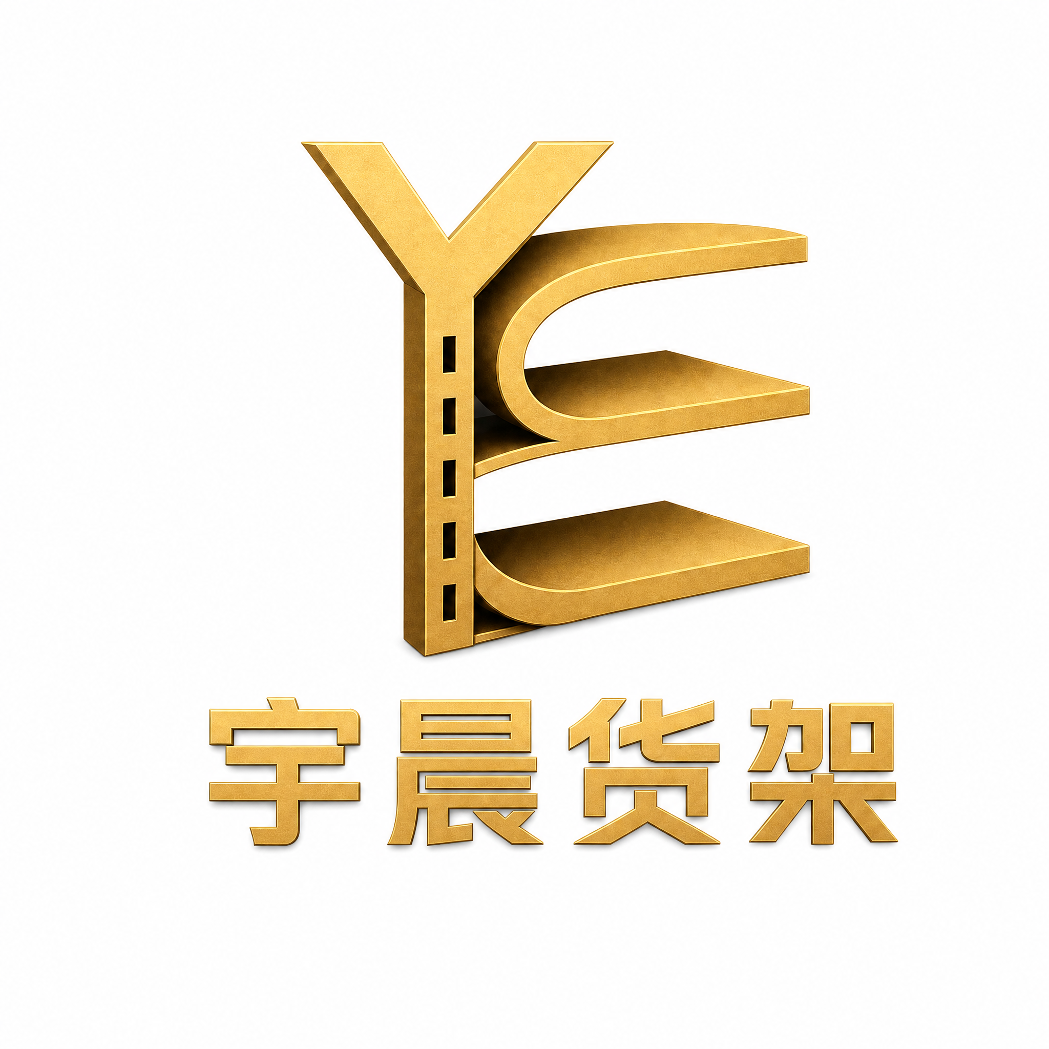 将背景改为纯白色，金色YC货架图形和"宇晨货架"文字保持不变，… - 图片创意预览