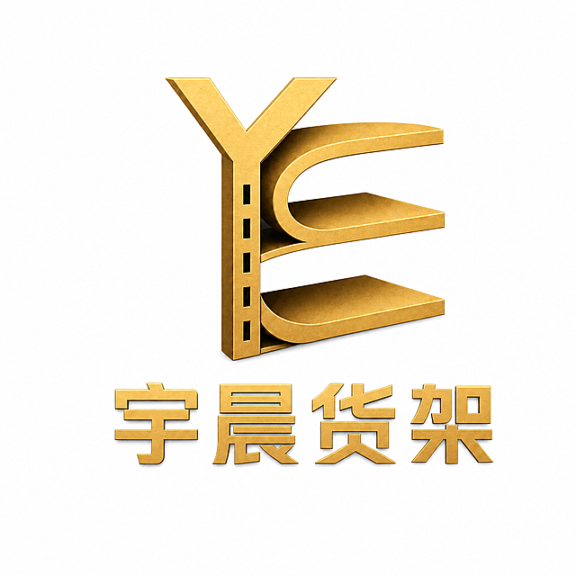 将背景改为纯白色，金色YC货架图形和"宇晨货架"文字保持不变，金属质感和立体造型完全保留，在纯白背景下清晰醒目。