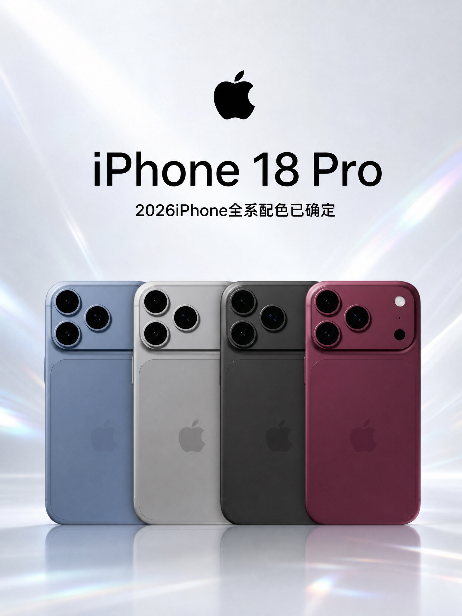 基于参考图进行重绘，保持四款iPhone 18 Pro手机的颜… - 图片创意预览