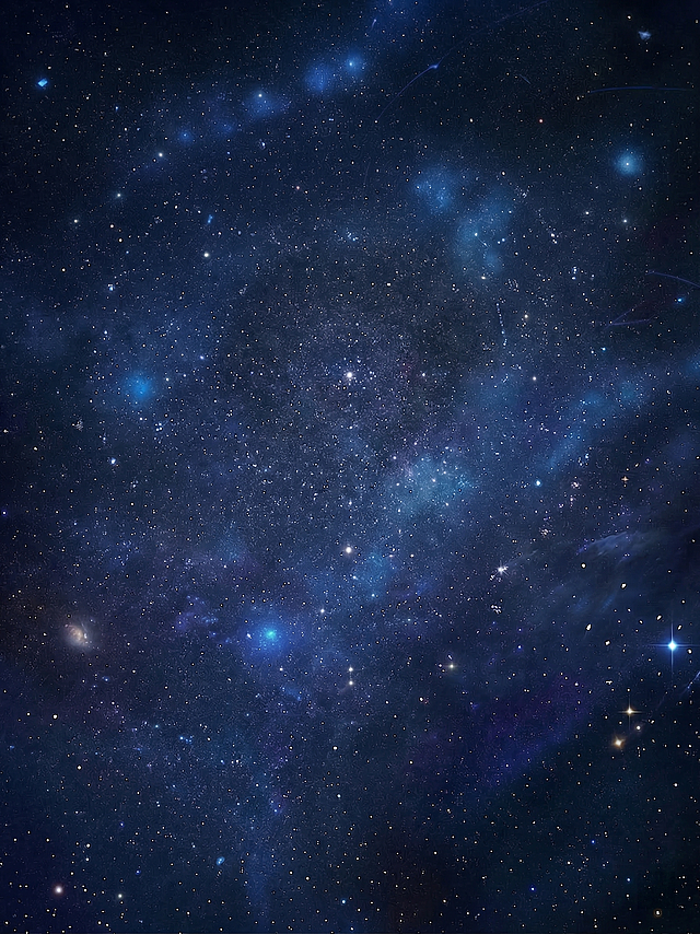 基于原图调整，让星星分布更加均匀，整体星空效果更加写实，保留原图深蓝色星空和星云的基调