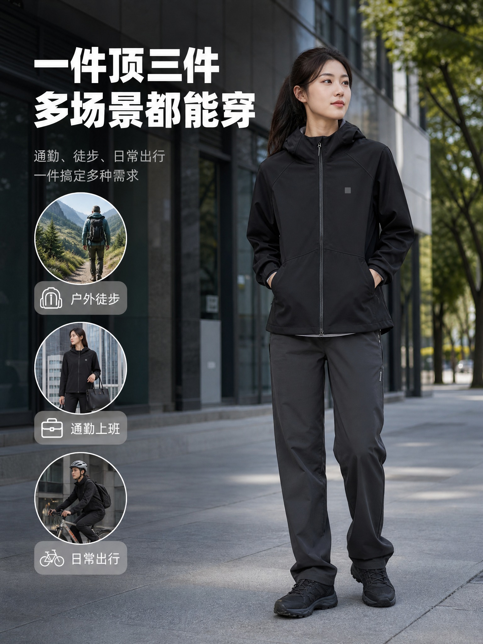[主图3] 软壳连帽夹克冲锋衣 多场景适用图 拼多多平台 3:… - 图片创意预览