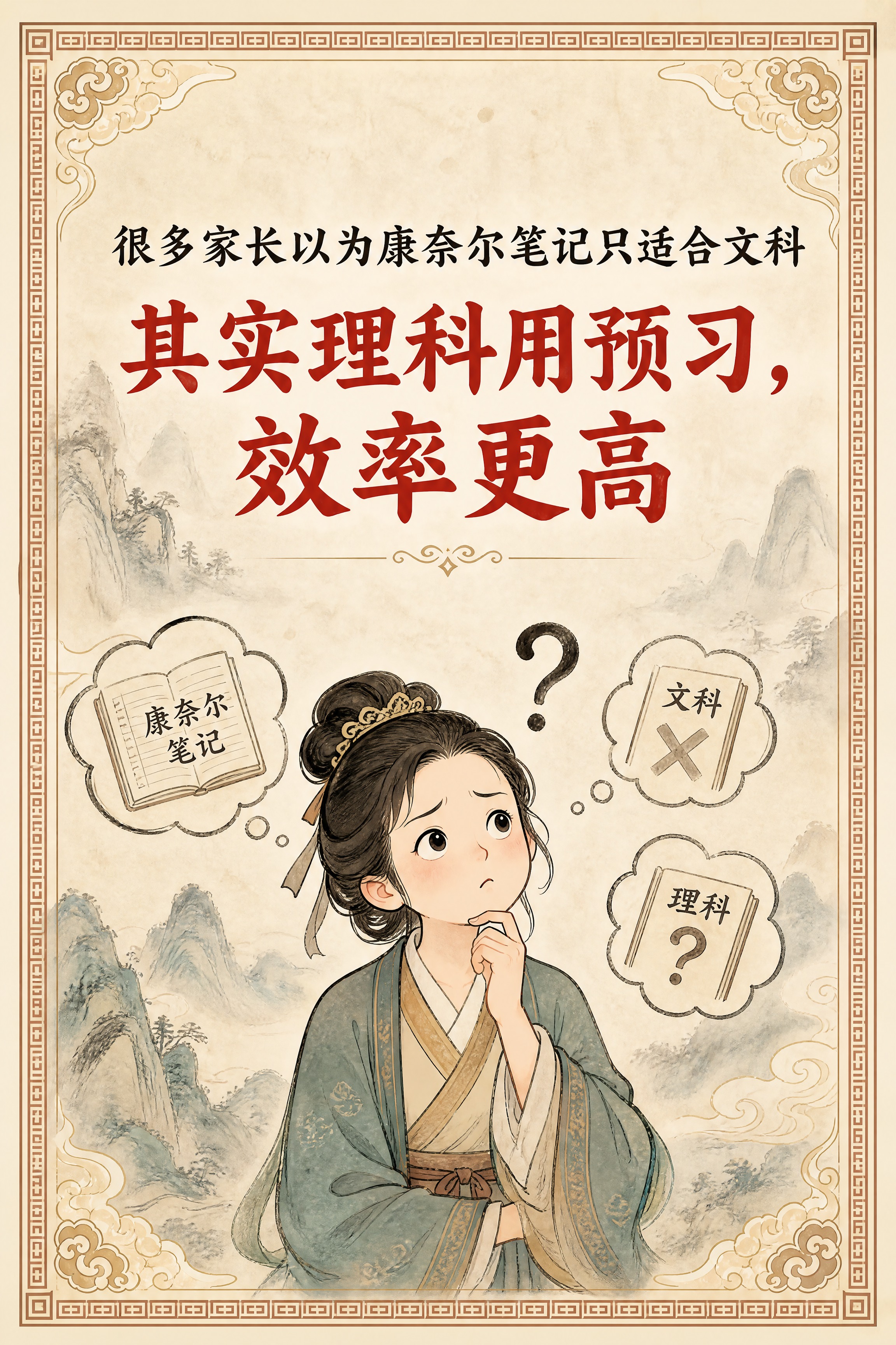 小红书笔记内页，痛点插画，国风山海经风格，米黄色宣纸纹理背景、… - 图片创意预览