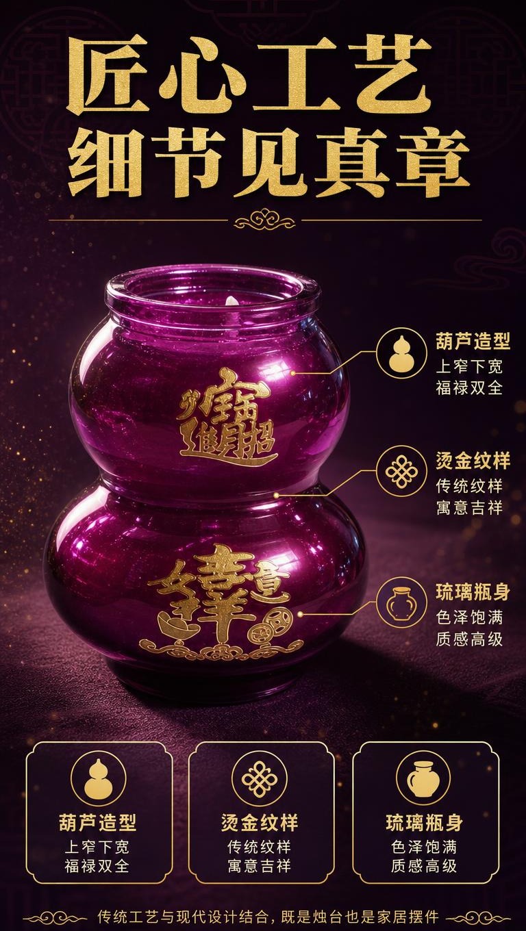[商品] 使用【图1】葫芦造型酥油灯；保留紫色葫芦玻璃瓶身、烫… - 图片创意预览