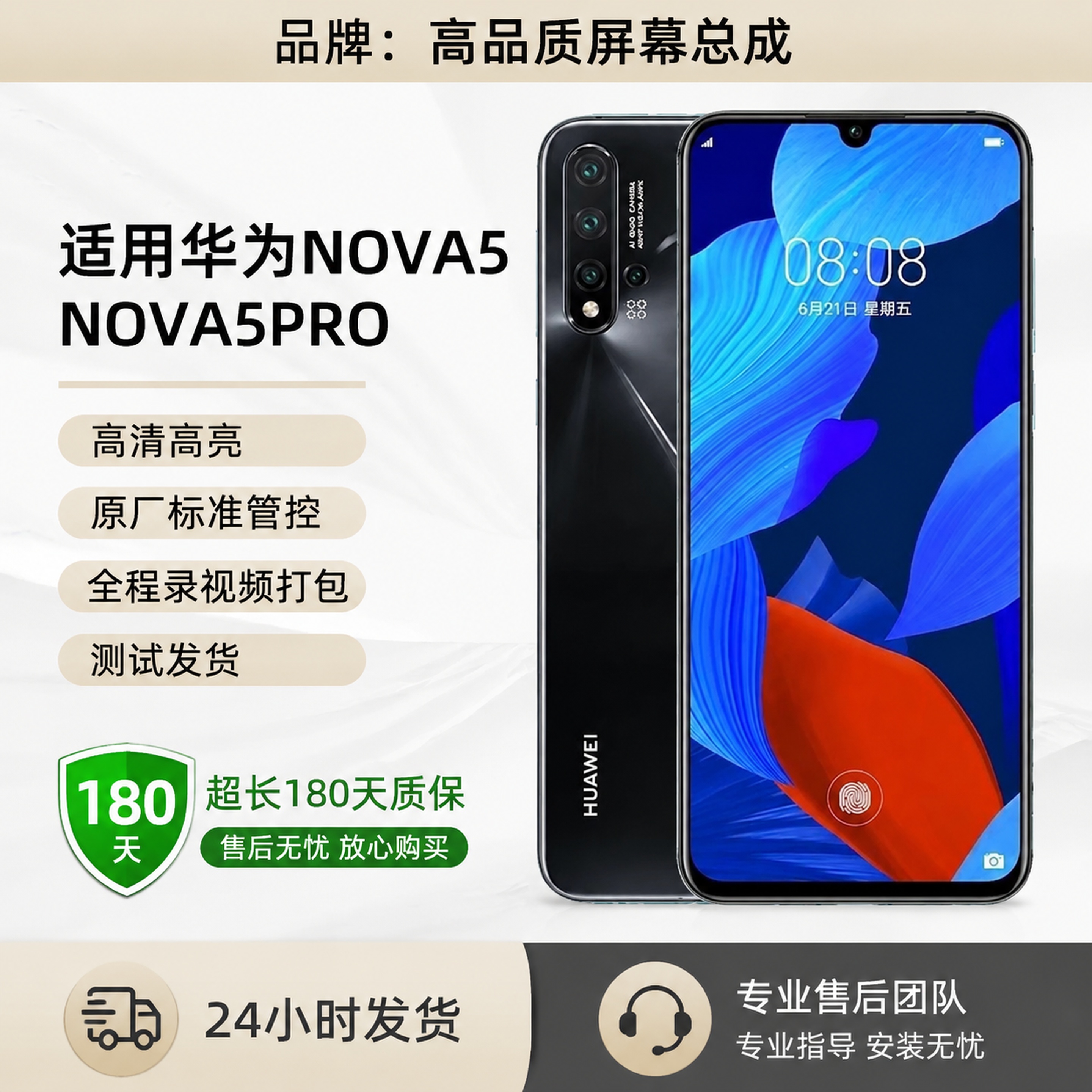 手机屏幕总成，严格参照上传产品图image1，完整保留所有可见… - 图片创意预览