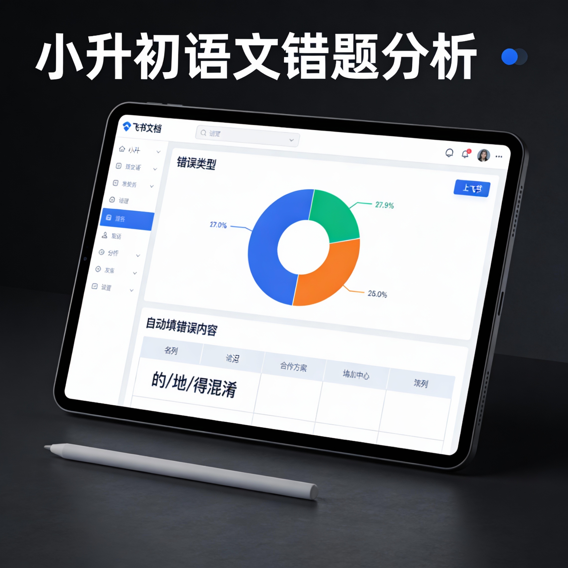 Feishu Doc interface: "小升初语文错题分… - 图片创意预览
