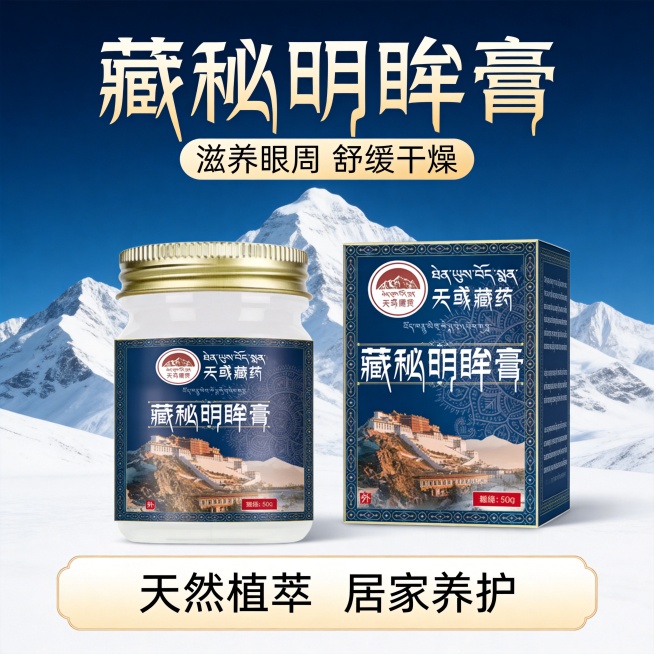 设计类型：正方形电商主图 800×800
设计风格：传统民族风格与现代简约质感，以藏地文化符号为核心视觉语言，传递天然草本、传统藏医养护的产品调性，既保留民族文化的厚重底蕴，又符合当代审美与消费认知预览效果
