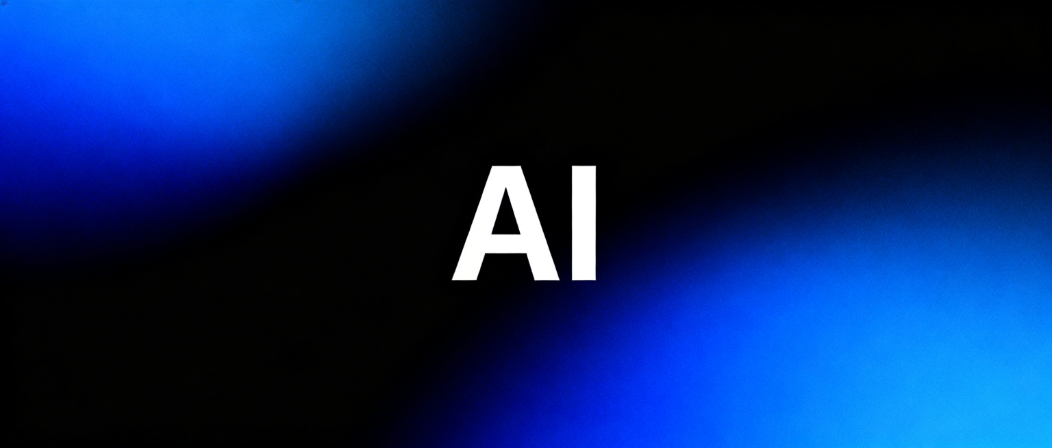 科技风公众号AI主题封面，带有醒目的AI文字，现代简约风格，智能科技感背景，蓝色与黑色渐变配色，干净简洁适合公众号头部展示预览效果