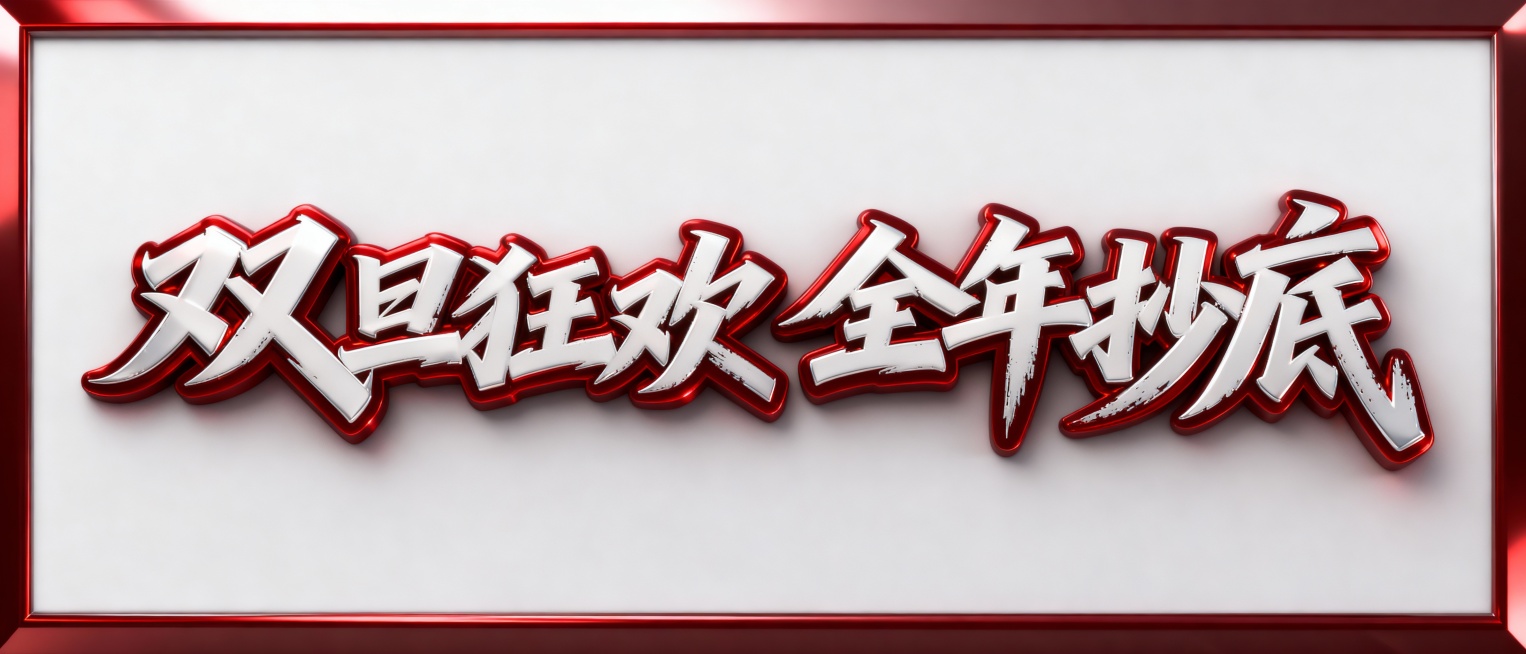 把参考图变成3D，白红色金属质感有多层深红色描边边缘有高光预览效果