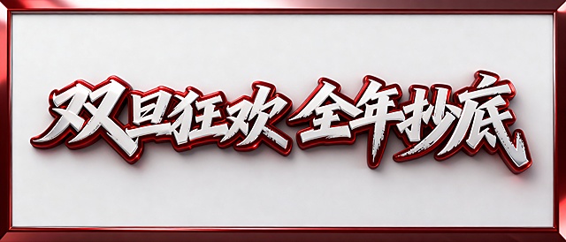 把参考图变成3D，白红色金属质感有多层深红色描边边缘有高光