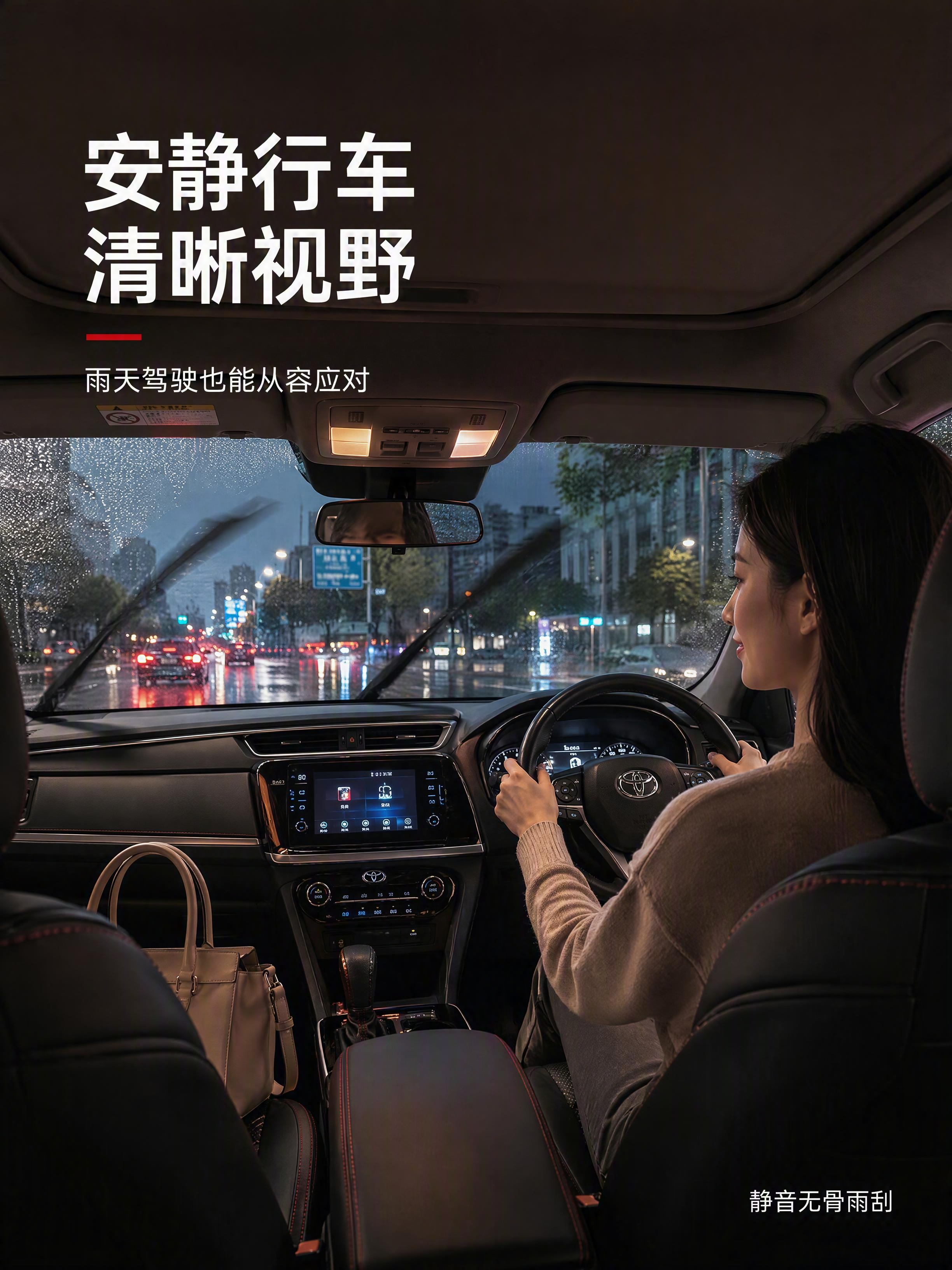 [第8张] 详情页使用场景-雨天驾驶安心体验。本张使用参考图风… - 图片创意预览