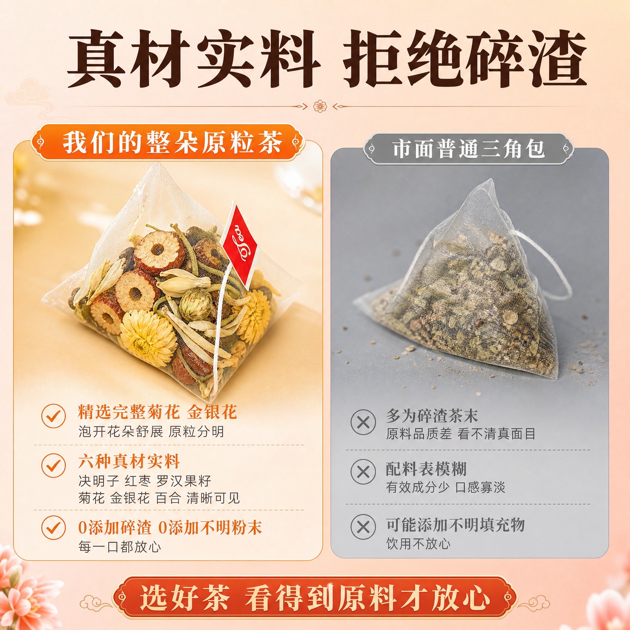 [主图-5] 配料对比 真材实料VS劣质三角包 优缺点对比。… - 图片创意预览