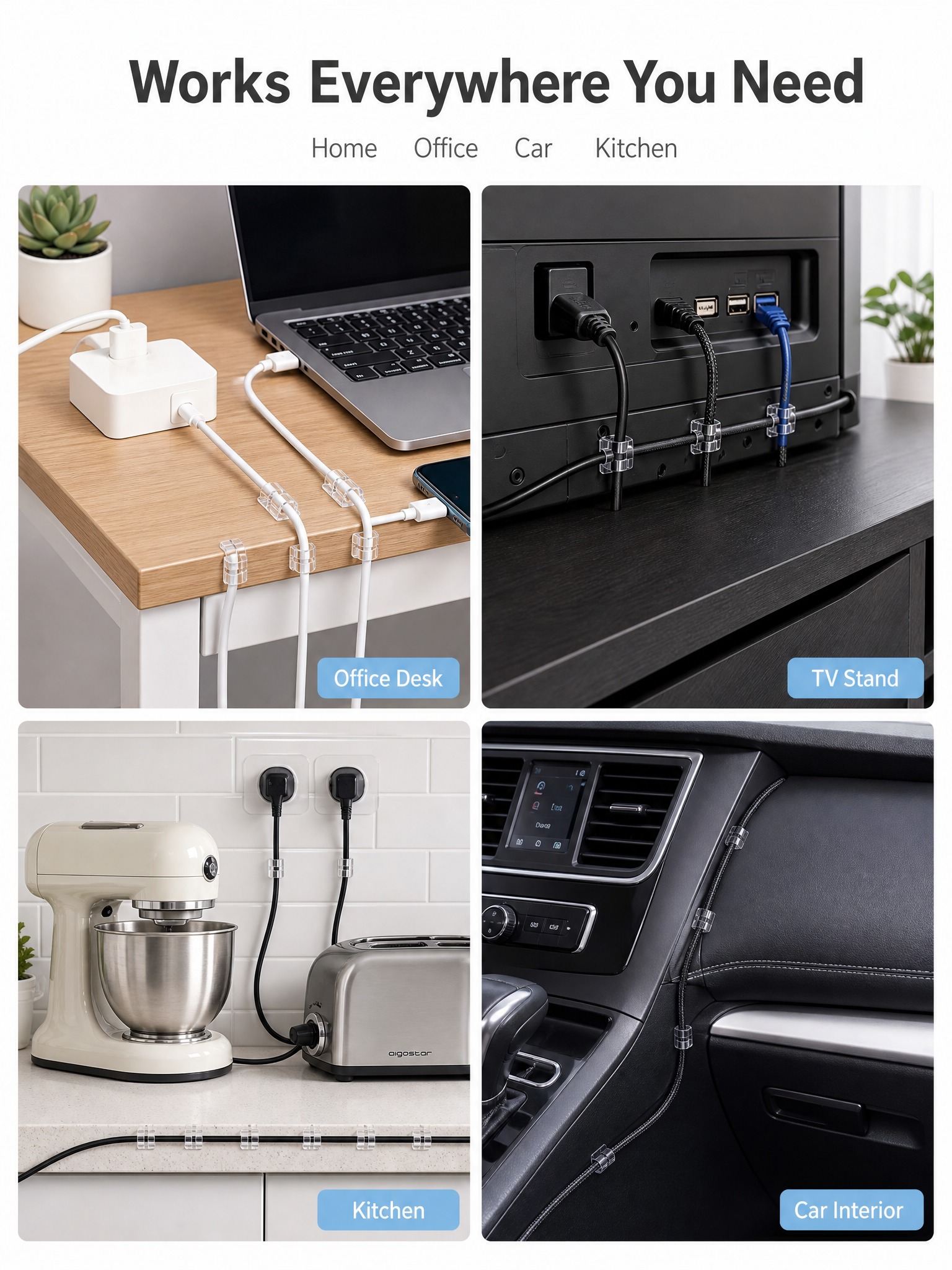 [主图-4] Clear Cable Clips with S… - 图片创意预览