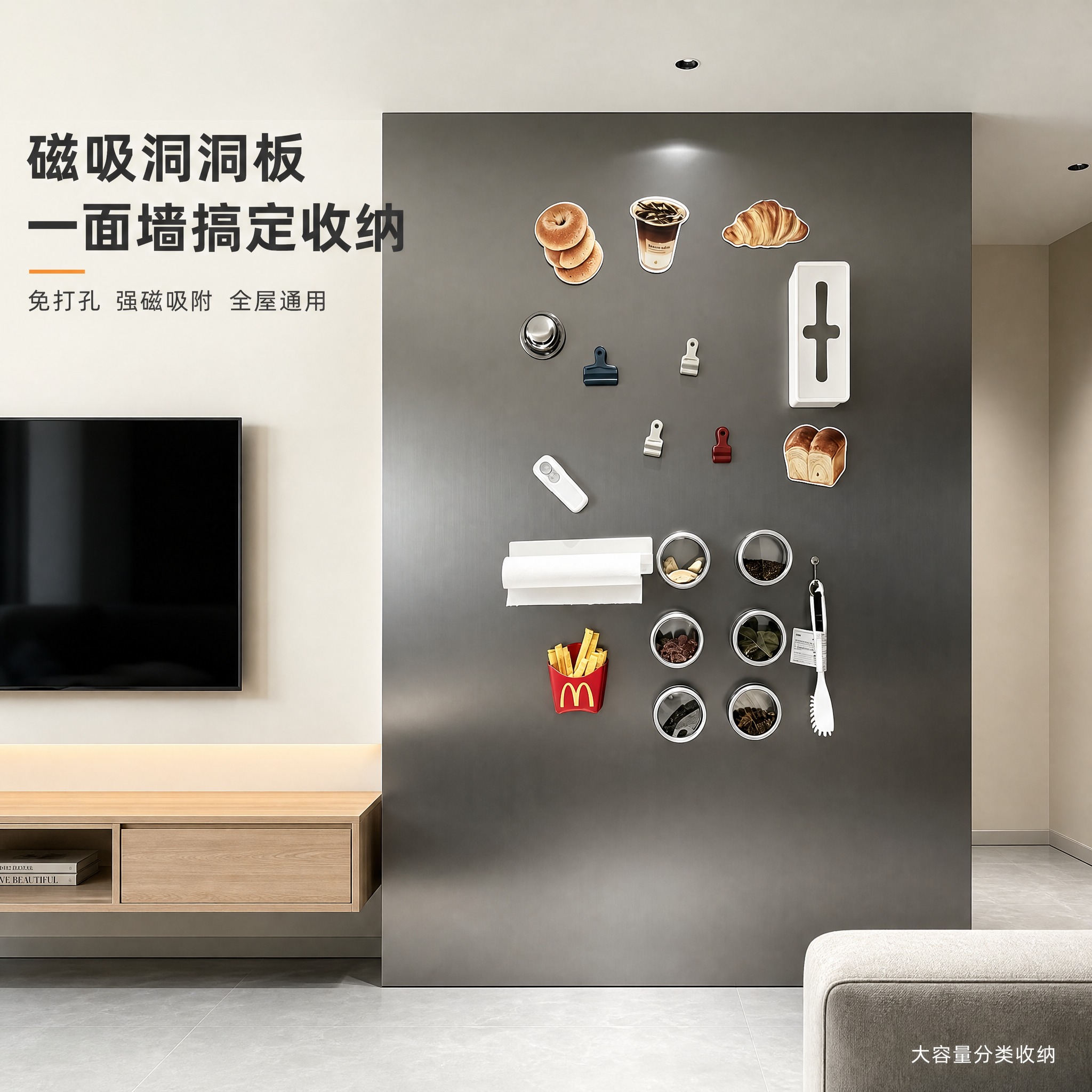 [主图-1] 首图空间整洁感英雄图，直接呈现磁吸洞洞板收纳系统… - 图片创意预览