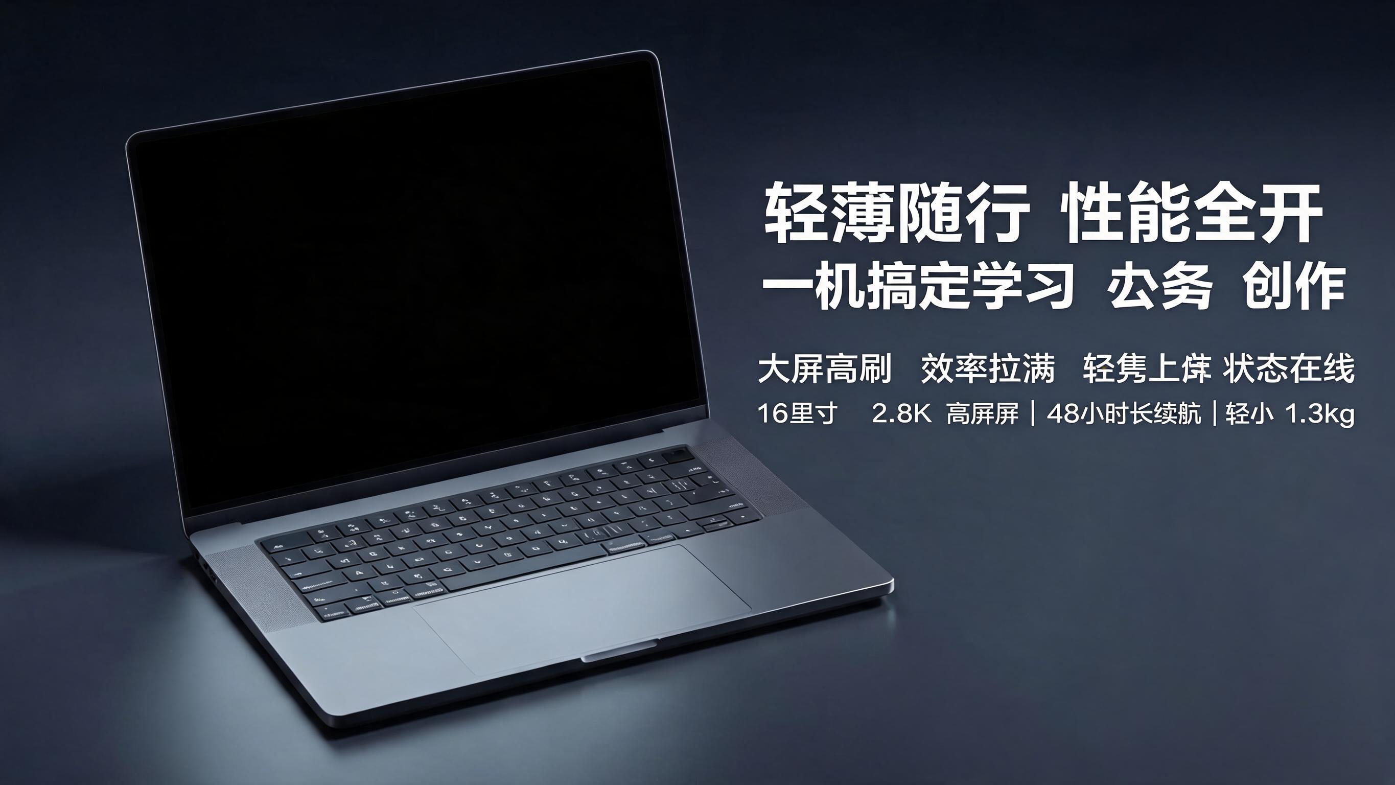 EDGEBOOK PRO 16笔记本电商产品主图，深空灰色金属… - 图片创意预览