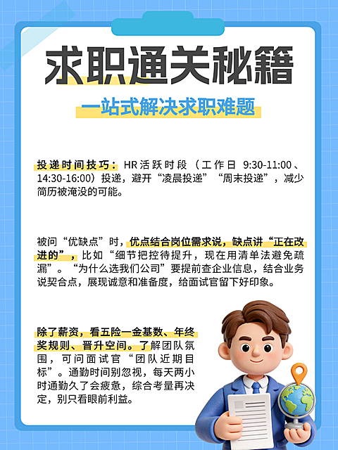 蓝色3d考题那个求职找工作知识分享小红书配图