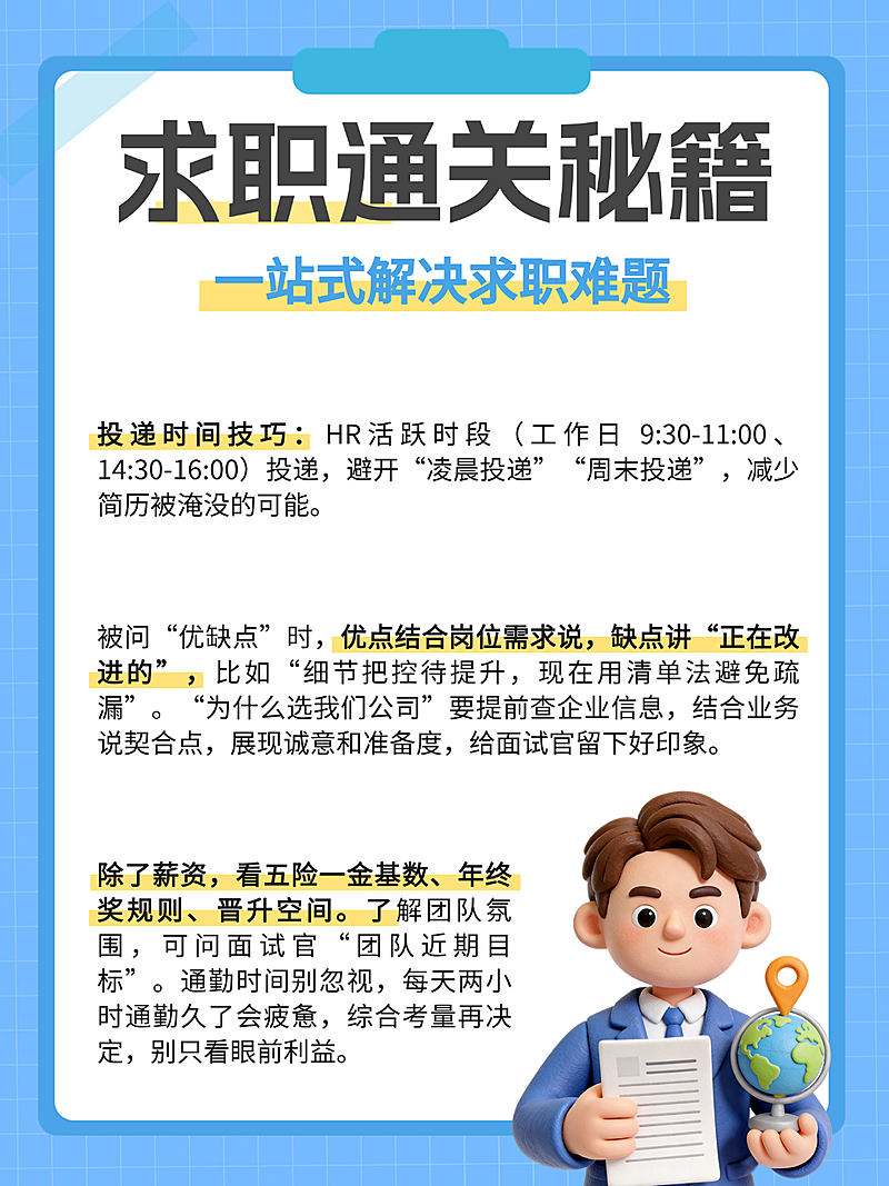 蓝色3d考题那个求职找工作知识分享小红书配图