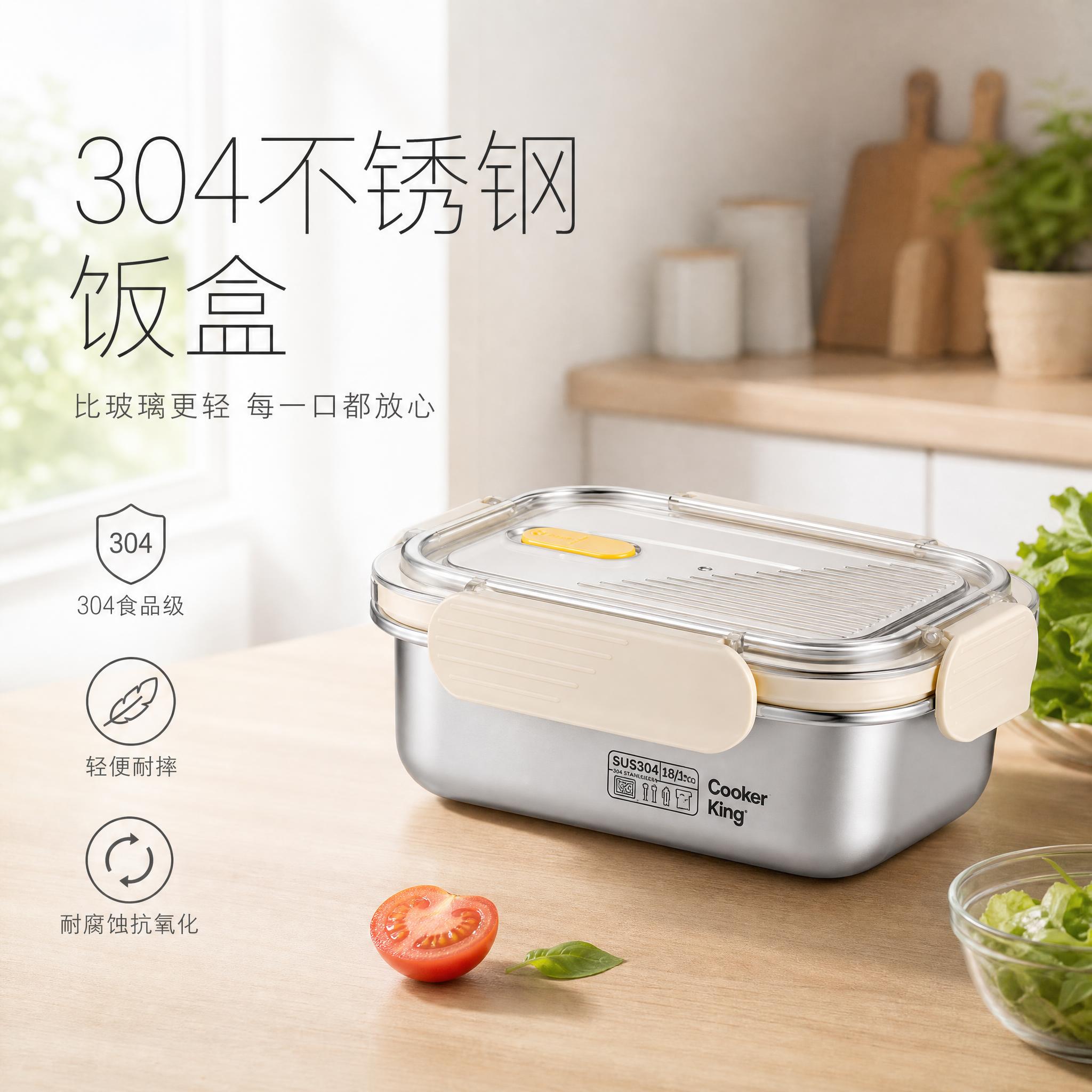 [单张主图] 304不锈钢保鲜饭盒 高级氛围感主图 主图目标：… - 图片创意预览