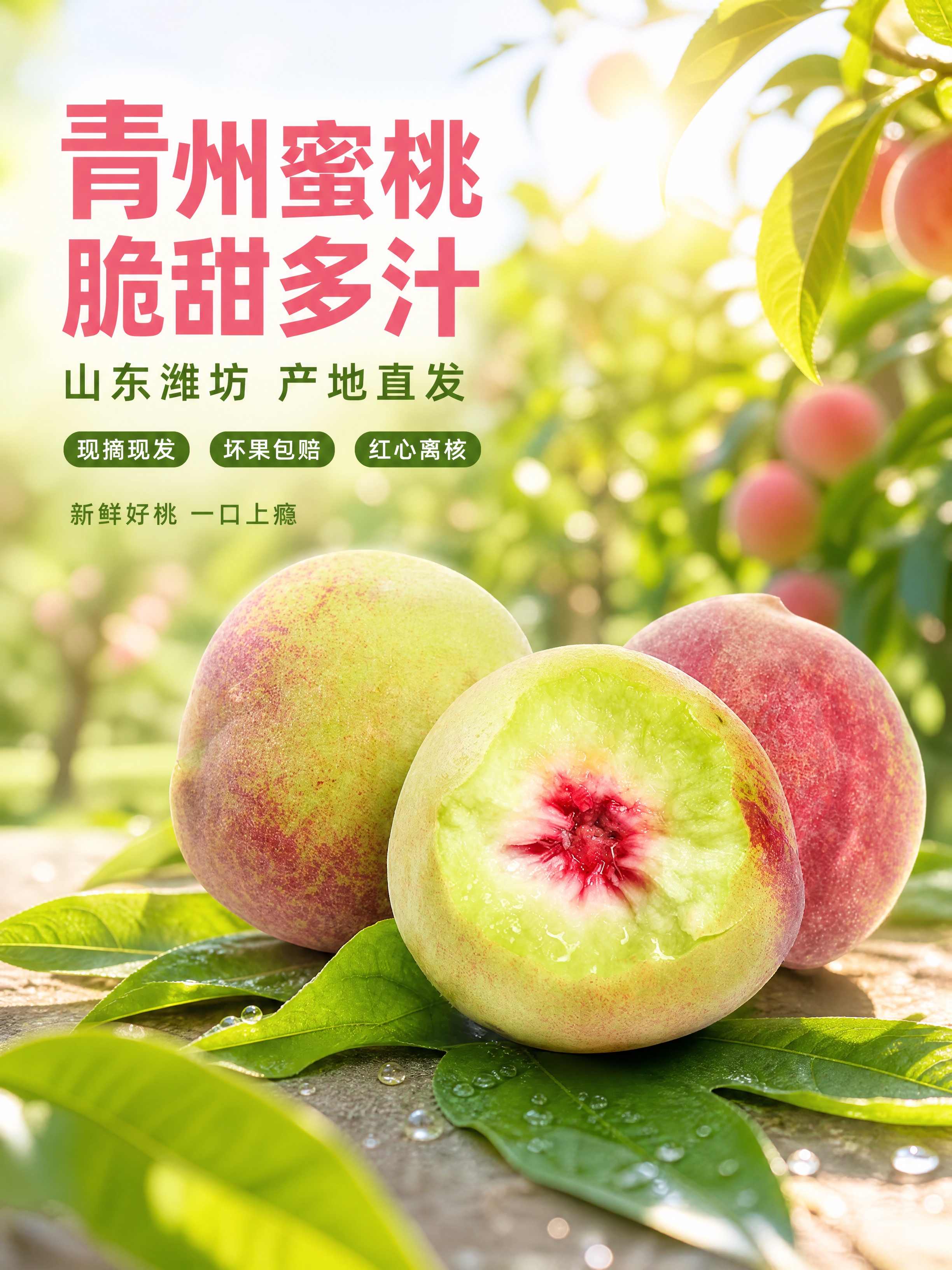 [第1张] 详情页头图-山东潍坊青州蜜桃食欲氛围海报。本张使用… - 图片创意预览