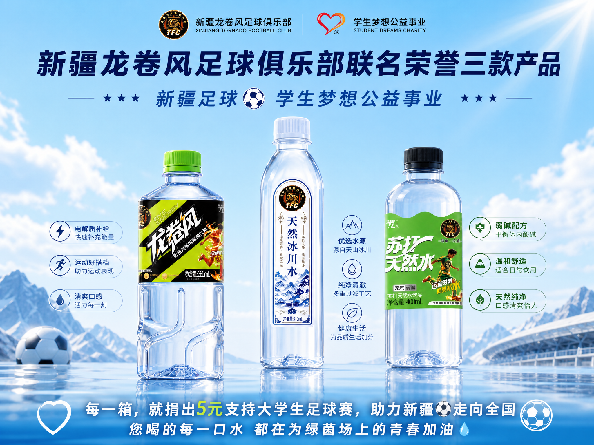 重新设计三款水产品联名公益宣传海报，背景改为清透干净的浅蓝色渐… - 图片创意预览