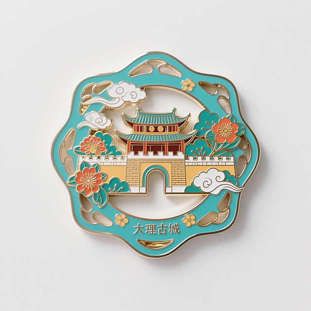 中式古典插画风，轻拟物设计，展现大理古城韵味，色彩鲜艳，细节精致。