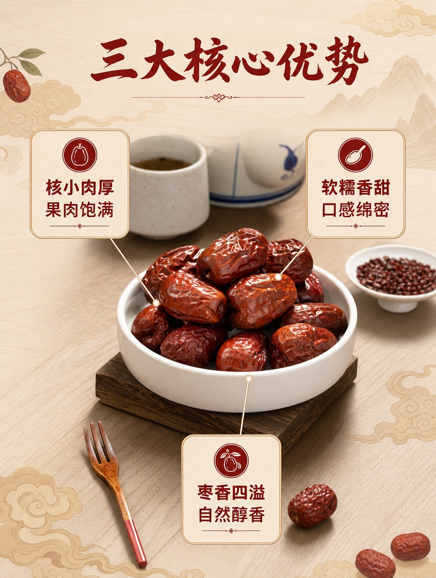 [商品] 使用【图4】木垫上白碗装红枣图；保留红枣外形、颜色、… - 图片创意预览