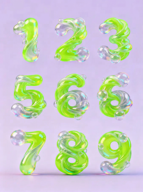 把数字都换成荧光绿预览效果