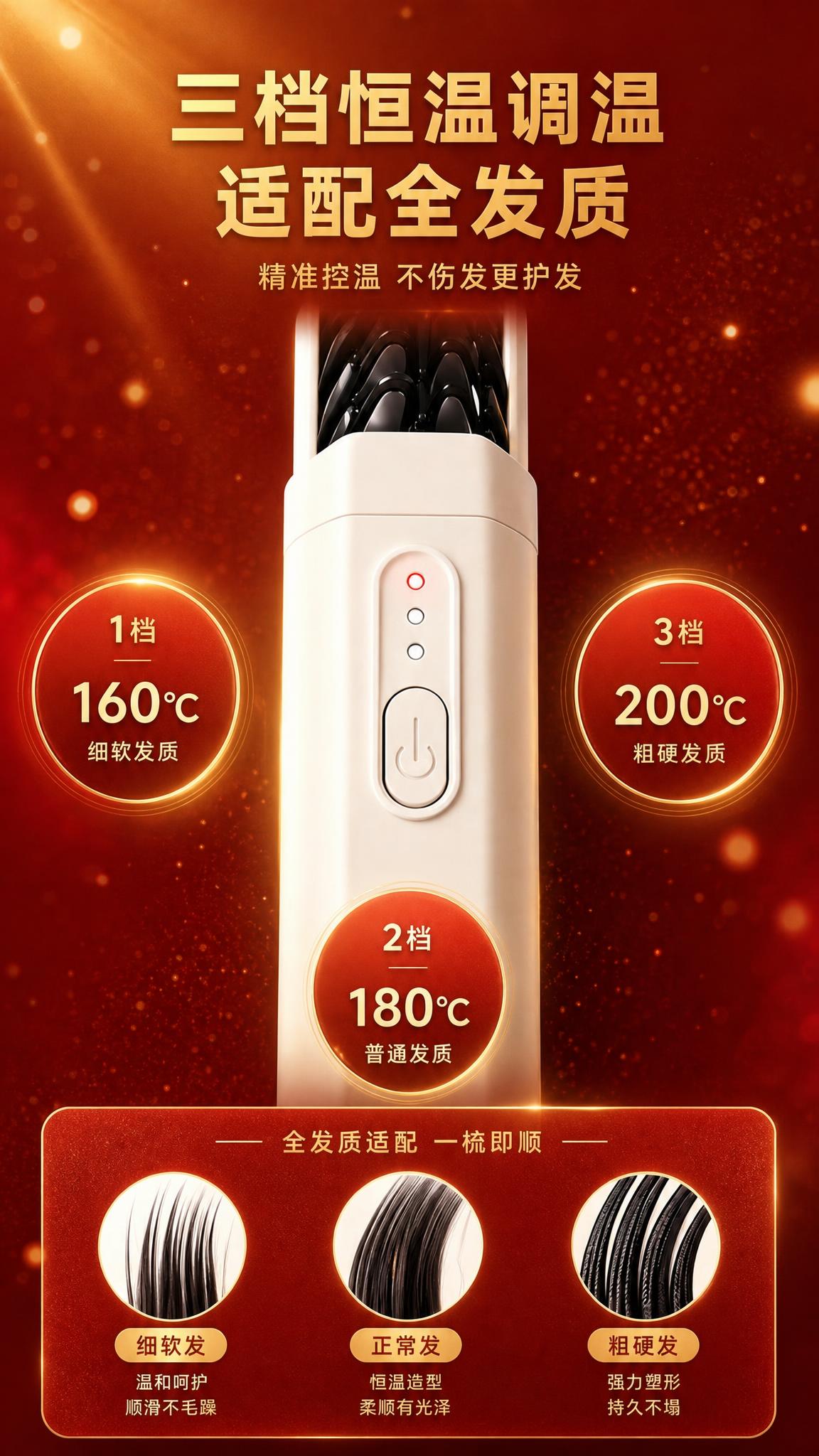 [商品] 使用【图5】直发梳三档恒温调温展示图；保留产品外观、… - 图片创意预览