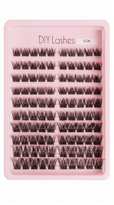 [Main Image 1] Pure white background product main image for segmented DIY false eyelashes LC26. Prod预览效果