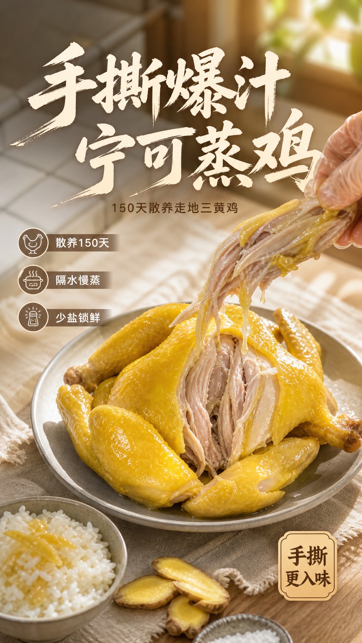 [单张主图] 宁可手撕蒸鸡 家居食欲风小红书竖版主图 高级氛围… - 图片创意预览