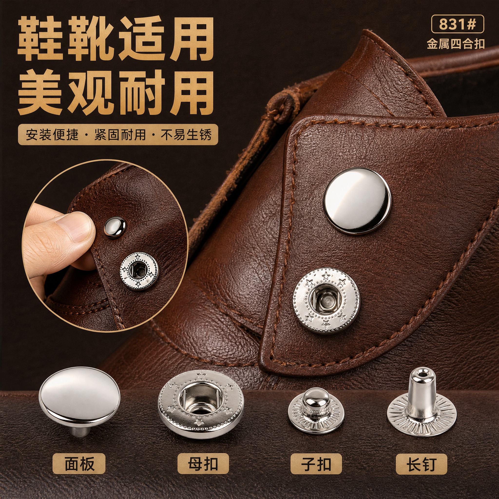 [主图-19] 831型金属四合扣 皮鞋靴子应用场景图。 [统… - 图片创意预览