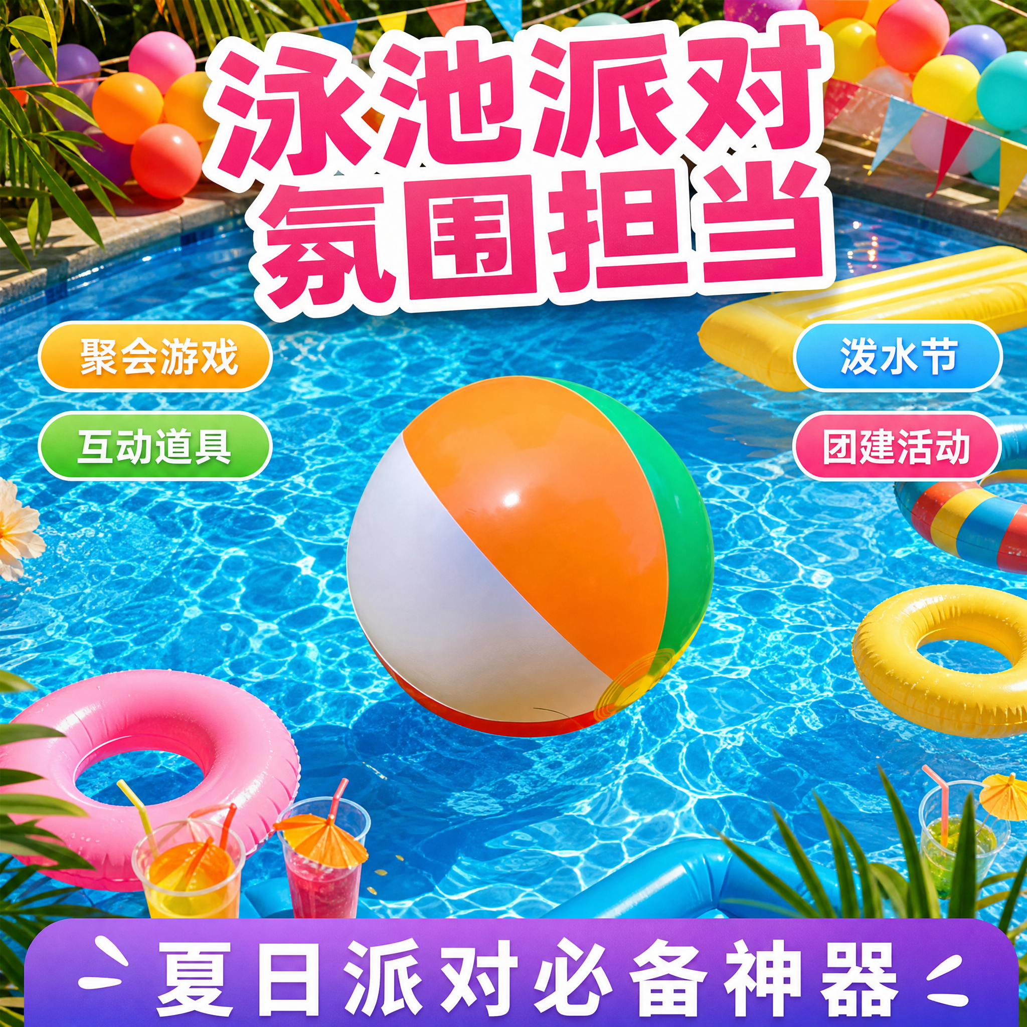 [主图-9] 派对氛围沙滩球 泳池聚会互动道具。[氛围风格]… - 图片创意预览